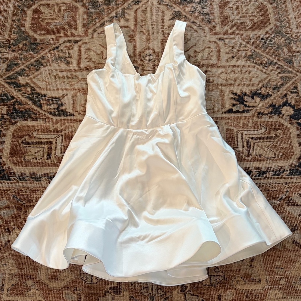 BHLDN SLEEVELESS SQUARE-NECK FIT & FLARE MINI DRESS